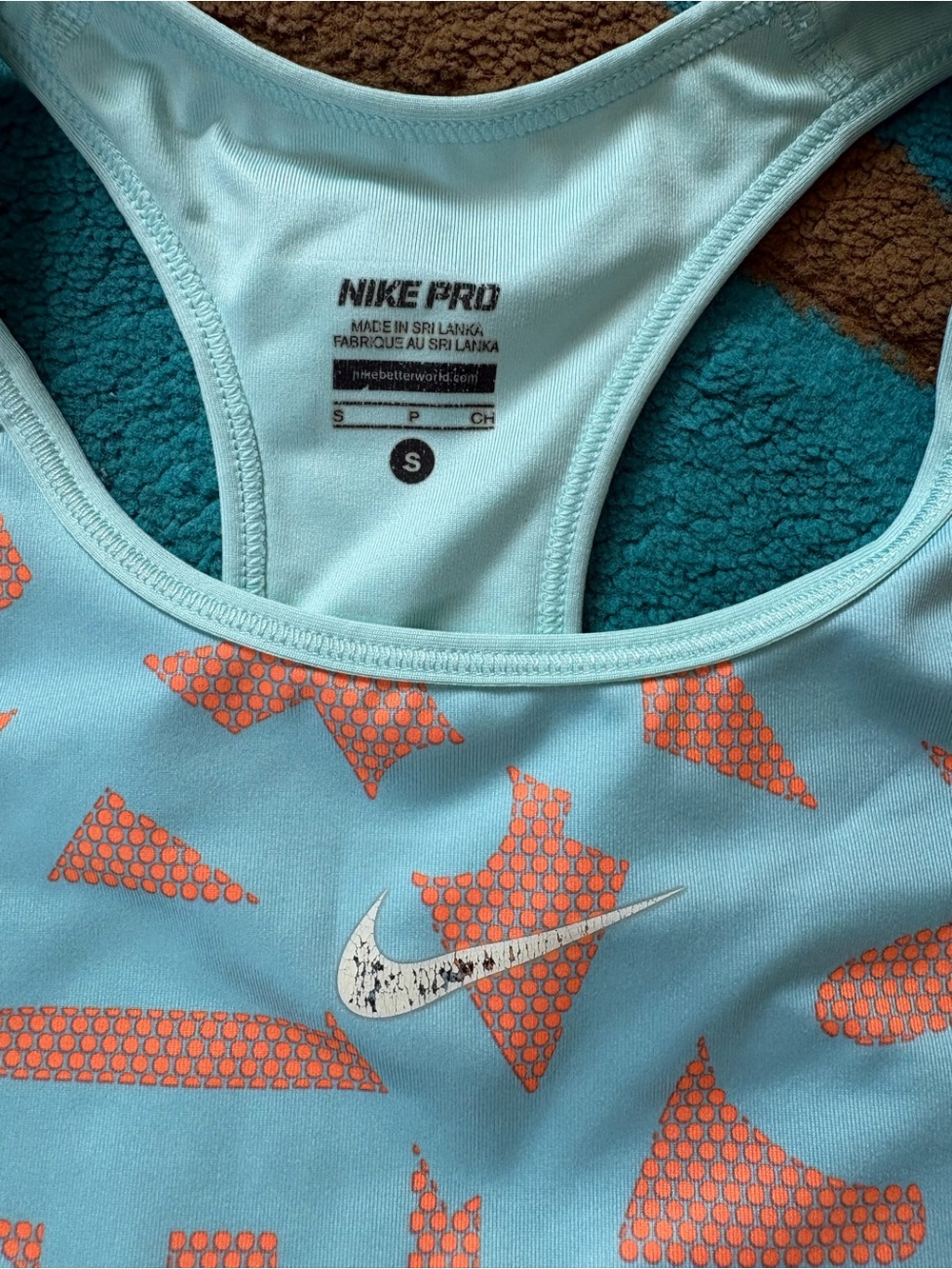 Nike Pro Women's Light Blue & Coral Dri-FIT Sports Bra - Picture 4 of 4